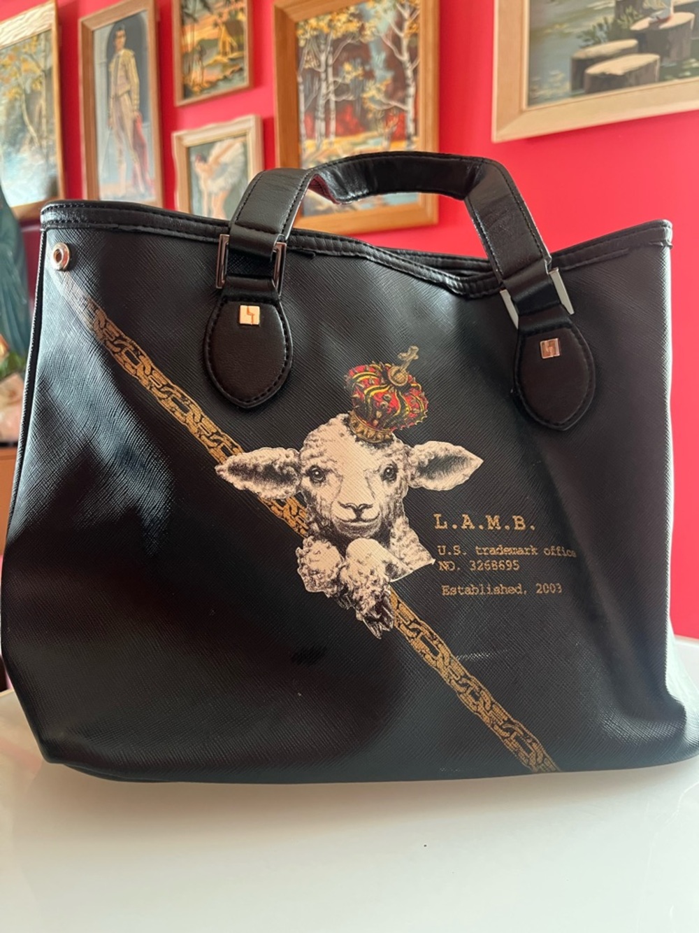 L.A.M.B. Black Crowned Lamb Purse